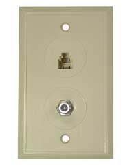 Dual - 4 Conductor/F Connector(TV) Flush Jack