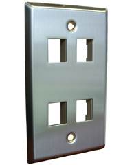 4 Port Stainless Steel Wallplate